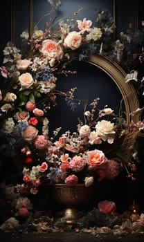 floral hoop digital backdrops. shoot set up with prop Flower and wood backdrop.