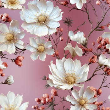 Floral Pattern with colourful big peony flowers, classic baroque peony flowers with petals, leaves and buds, seamless.