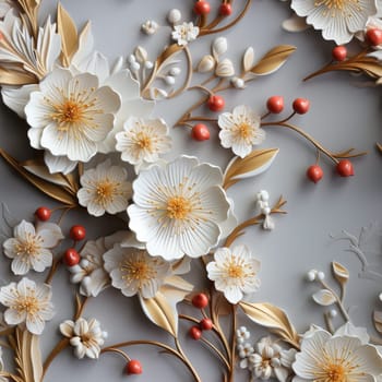 Floral Pattern with colourful big peony flowers, classic baroque peony flowers with petals, leaves and buds, seamless.