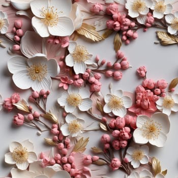 Floral Pattern with colourful big peony flowers, classic baroque peony flowers with petals, leaves and buds, seamless.