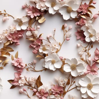 Floral Pattern with colourful big peony flowers, classic baroque peony flowers with petals, leaves and buds, seamless.