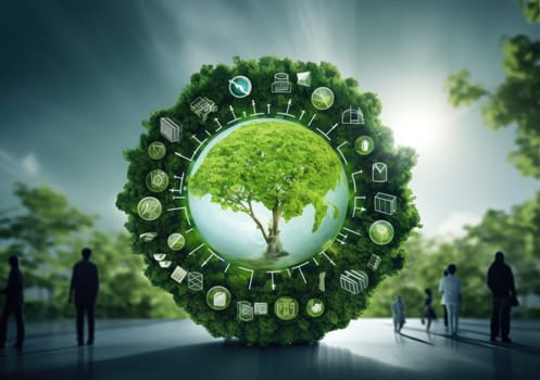 ESG economy environmental protection concept sustainable development climate change green energy recycle, Net zero and carbon neutral, green company concept