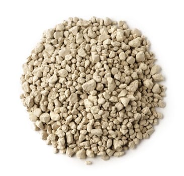 Mineral cat litter filler isolated on white background