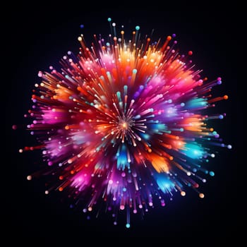 Colorful fireworks on black background isolated.