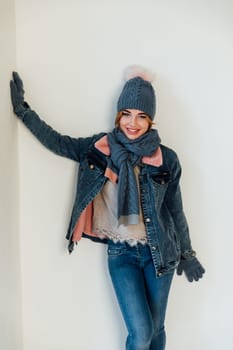 woman in winter hat and warm clothes