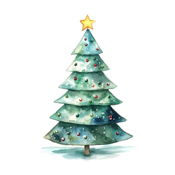 Watercolor Christmas Trees. Clipart is a great choice for creating cards, invitations, party supplies and decorations. AI generated.