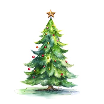 Watercolor Christmas Trees. Clipart is a great choice for creating cards, invitations, party supplies and decorations. AI generated.