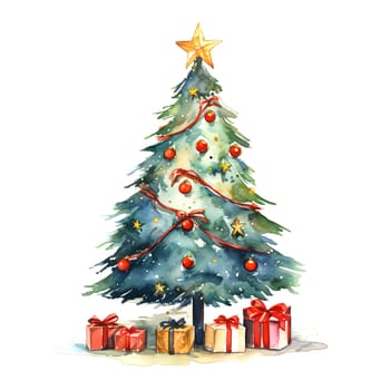 Watercolor Christmas Trees. Clipart is a great choice for creating cards, invitations, party supplies and decorations. AI generated.