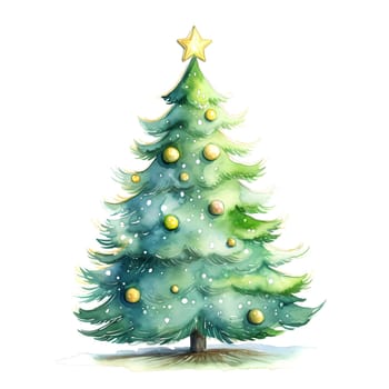 Watercolor Christmas Trees. Clipart is a great choice for creating cards, invitations, party supplies and decorations. AI generated.