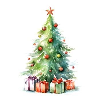 Watercolor Christmas Trees. Clipart is a great choice for creating cards, invitations, party supplies and decorations. AI generated.