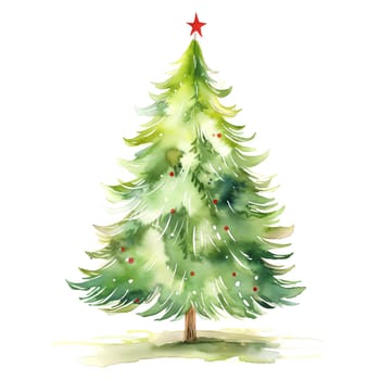 Watercolor Christmas Trees. Clipart is a great choice for creating cards, invitations, party supplies and decorations. AI generated.