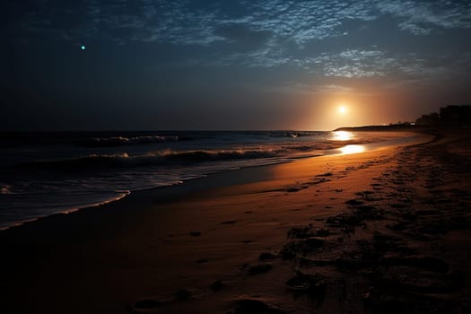 Beautiful landscape of the evening beach.