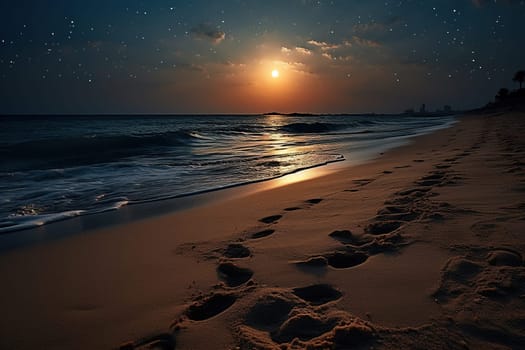 Beautiful landscape of the evening beach.