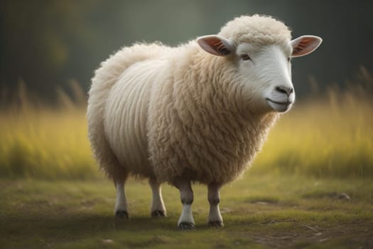 Sheep on a solid color background. Photo in old color image style. ai generative