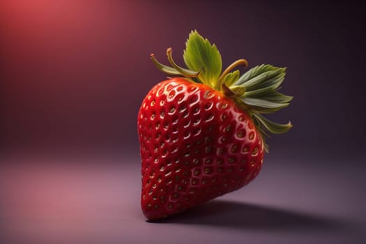 Fresh strawberries on a solid color background. generative ai