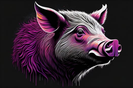 Pig head. Colorful vector illustration. Isolated on a solid color background. generative ai