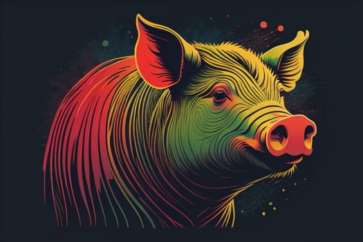 Pig head. Colorful vector illustration. Isolated on a solid color background. generative ai