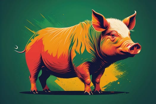 Pig head. Colorful vector illustration. Isolated on a solid color background. generative ai