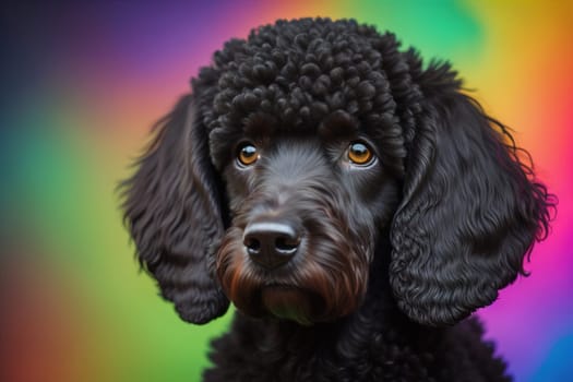 Portrait of a beautiful black dachshund puppy on a solid color background. ai generative