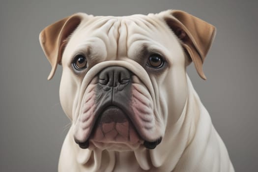 Portrait of a dog breed English Bulldog on a solid color background. ai generative