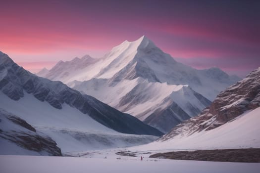 Mountains and snow-capped peaks of the Caucasus Mountains. ai generative