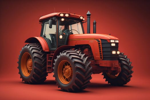 Modern tractor on a colored background. ai generative