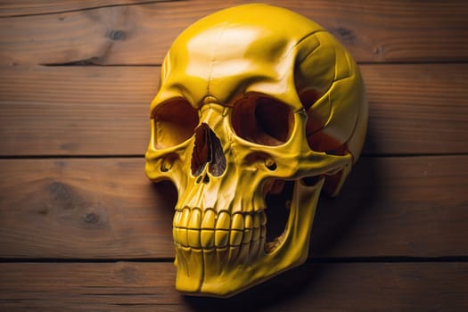 human skull on solid color background. Halloween concept. Close up. ai generative