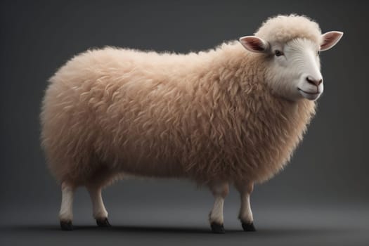 Sheep on a solid color background. Photo in old color image style. ai generative