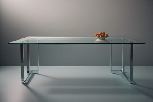 a glass table in a room. ai generative