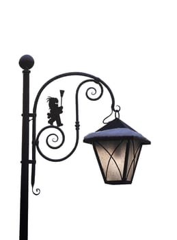 A backlit street lamp in the winter  with a transparent background