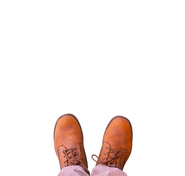 view of a man's shoes with a transparent  background