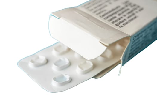 empty pill blister in a box with a transparent background