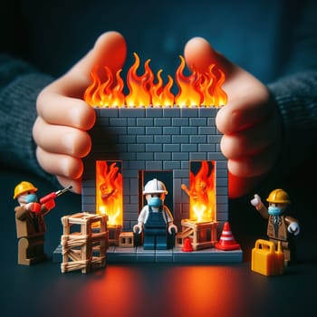 Illustration on the theme of construction, investing in a home, and keeping real estate safe. High quality illustration
