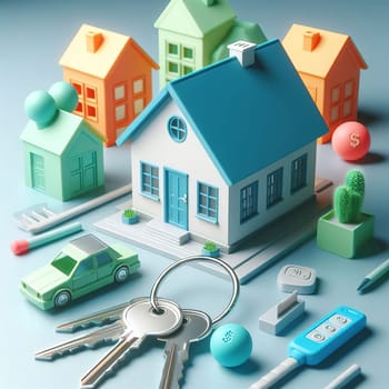 Illustration on the theme of construction, investing in a home, and keeping real estate safe. High quality illustration