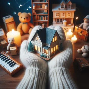 Illustration on the theme of construction, investing in a home, and keeping real estate safe. High quality illustration
