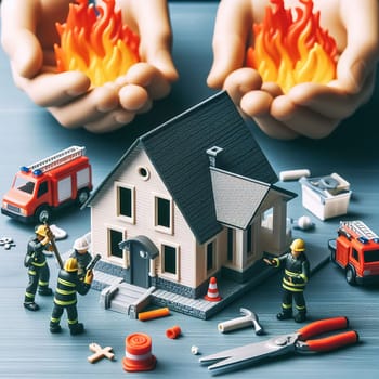 Illustration on the theme of construction, investing in a home, and keeping real estate safe. High quality illustration