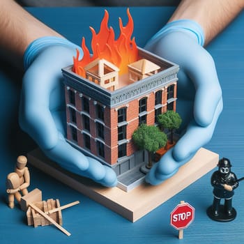 Illustration on the theme of construction, investing in a home, and keeping real estate safe. High quality illustration