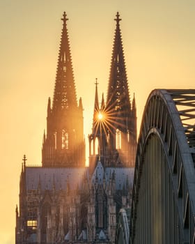 Cathedral of Cologne against sunset, Germany, Europe