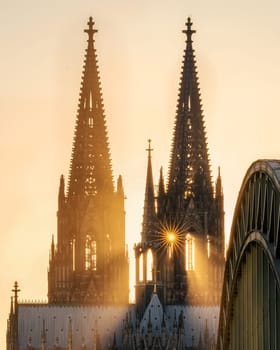 Cathedral of Cologne against sunset, Germany, Europe