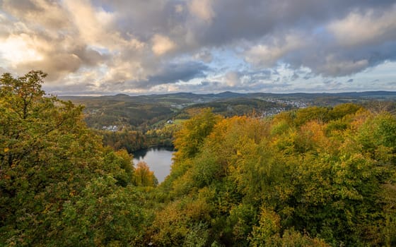 Panoramic image of landscape within the Vulkan Eifel, Rhineland-Palatinate, Germany