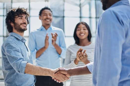 Successful Business Collaboration: Executives Greet