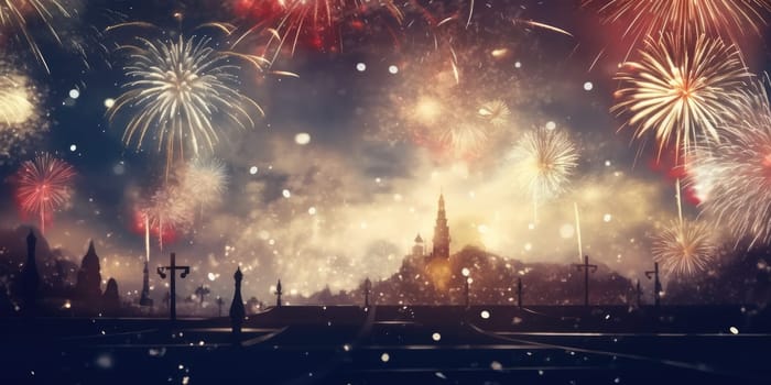 Abstract colored firework background new year celebration 2024 comeliness