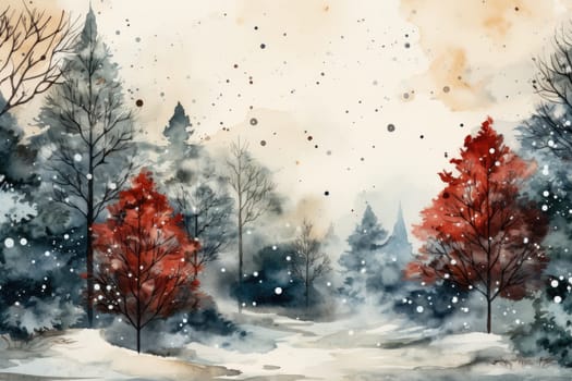 Mock up watercolor Christmas background with empty space for text by Generative AI.