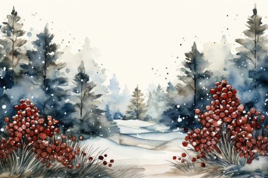 Mock up watercolor Christmas background with empty space for text by Generative AI.