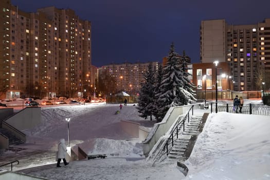 Moscow, Russia - Dec 4. 2023. Winter cityscape in the Zelenograd