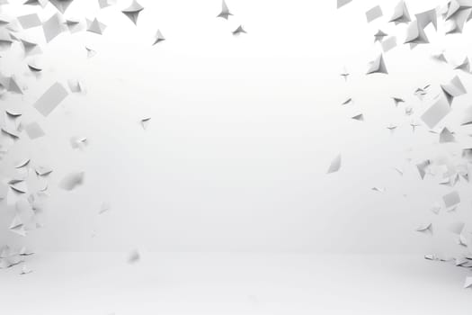 Blank sheets of paper flying on white background. ai generated
