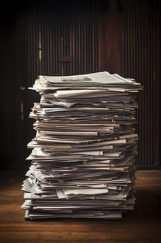 Tall stack of file folders, each filled with paperwork. ai generated