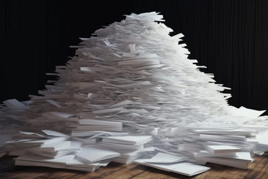 bundles bales of paper documents. stacks packs pile on the desk in the office. ai generated