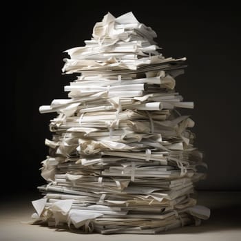 bundles bales of paper documents. stacks packs pile on the desk in the office. ai generated