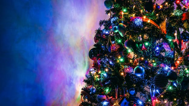 Christmas decorations. Colorful Christmas lights background